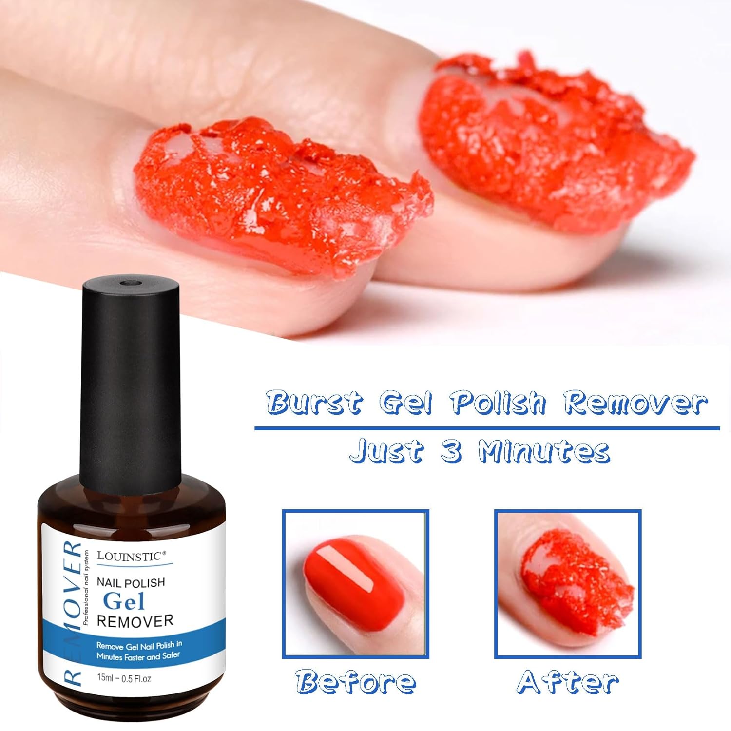 LOUINSTIC 120ml Professional Gel Nail Polish Remover Kit Quick Easy Application - Image 5