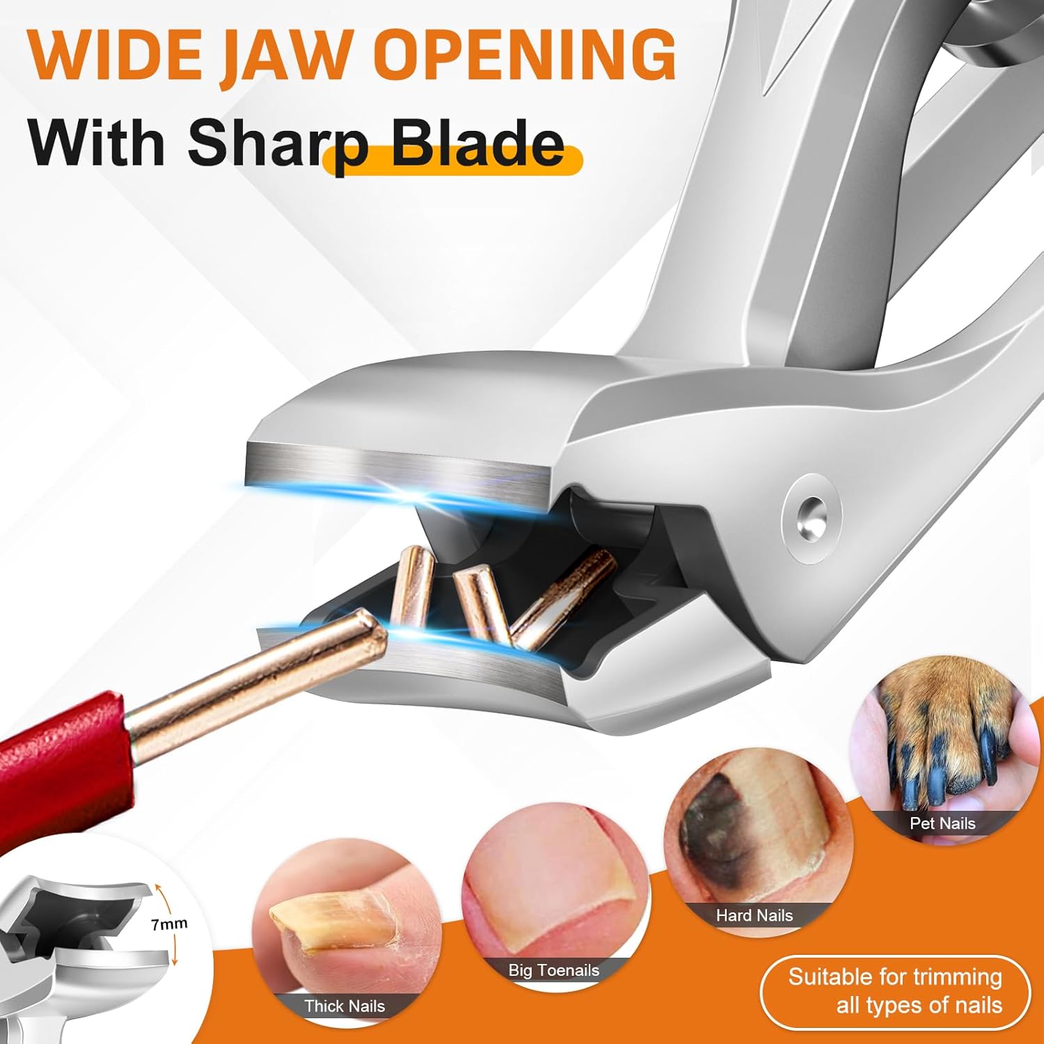 DRMODE Heavy Duty Nail Clippers for Thick Nails with Angled Head and Long Handle 13 words - Image 3