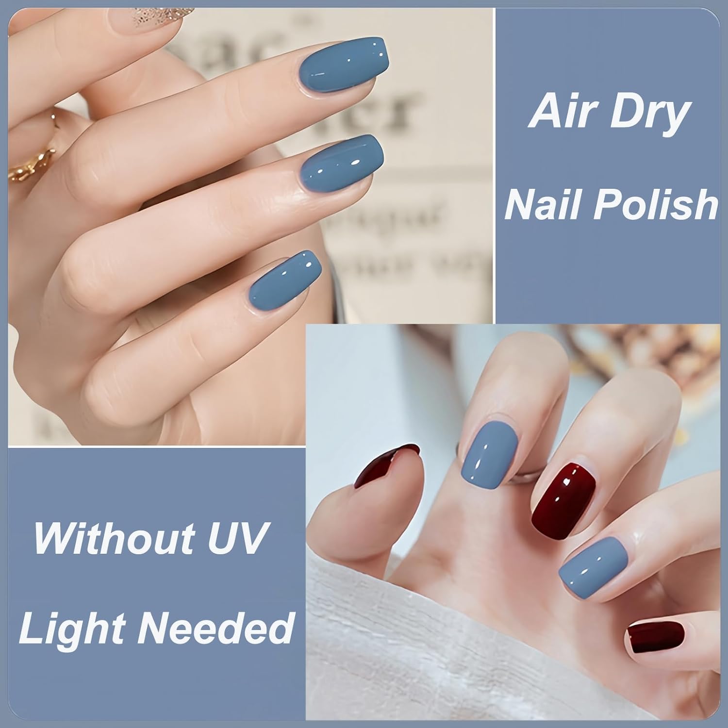 Quick Dry Vegan Grey Blue Nail Polish 14ML Long Lasting Light Blue - Image 5