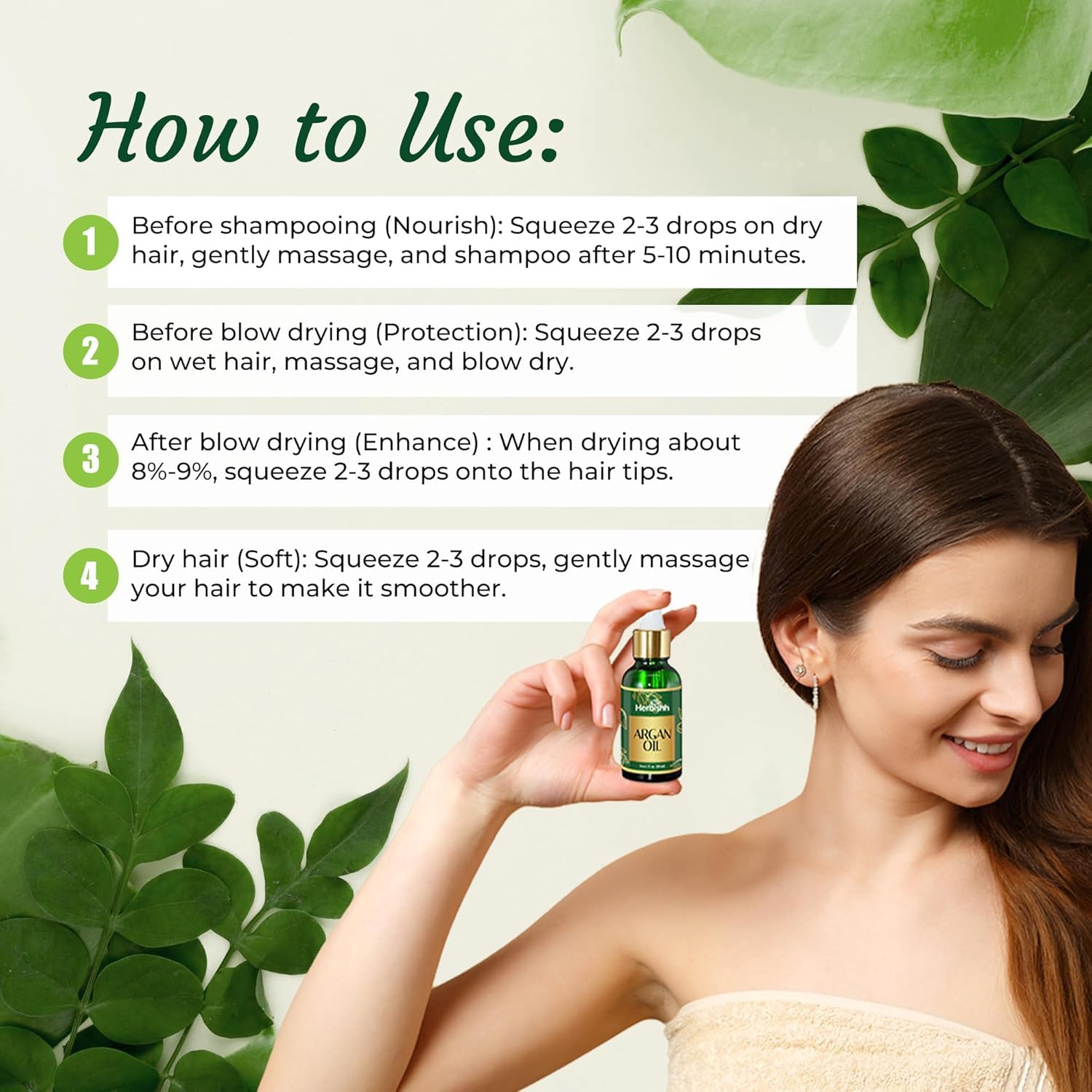 Herbishh 3-In-1 Dark Brown Hair Color Shampoo 500ml with 30ml Argan Oil for Dry Hair - Image 7