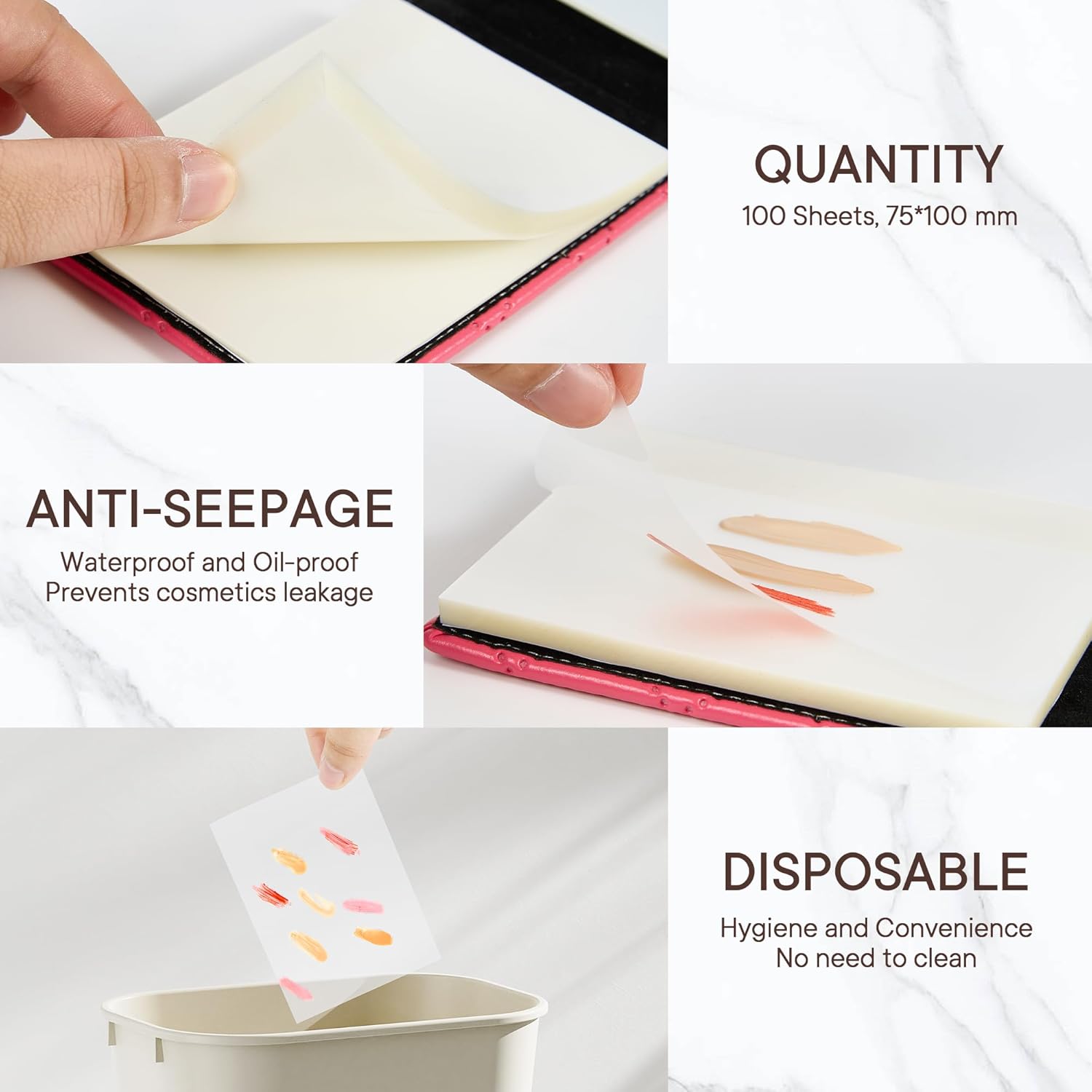 Professional Makeup Artist Foundation Cream Mixing Palette Kit with Travel Mirror and 100 Disposable Papers - Image 4
