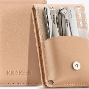 MR.GREEN Nail Clippers, Upgraded Anti-Splash Fingernail & Toenail Clippers Set with Nail File and Tweezers, Professional Practical Manicure Nail Care Kit with Exquisite Leather Case for Men& Women