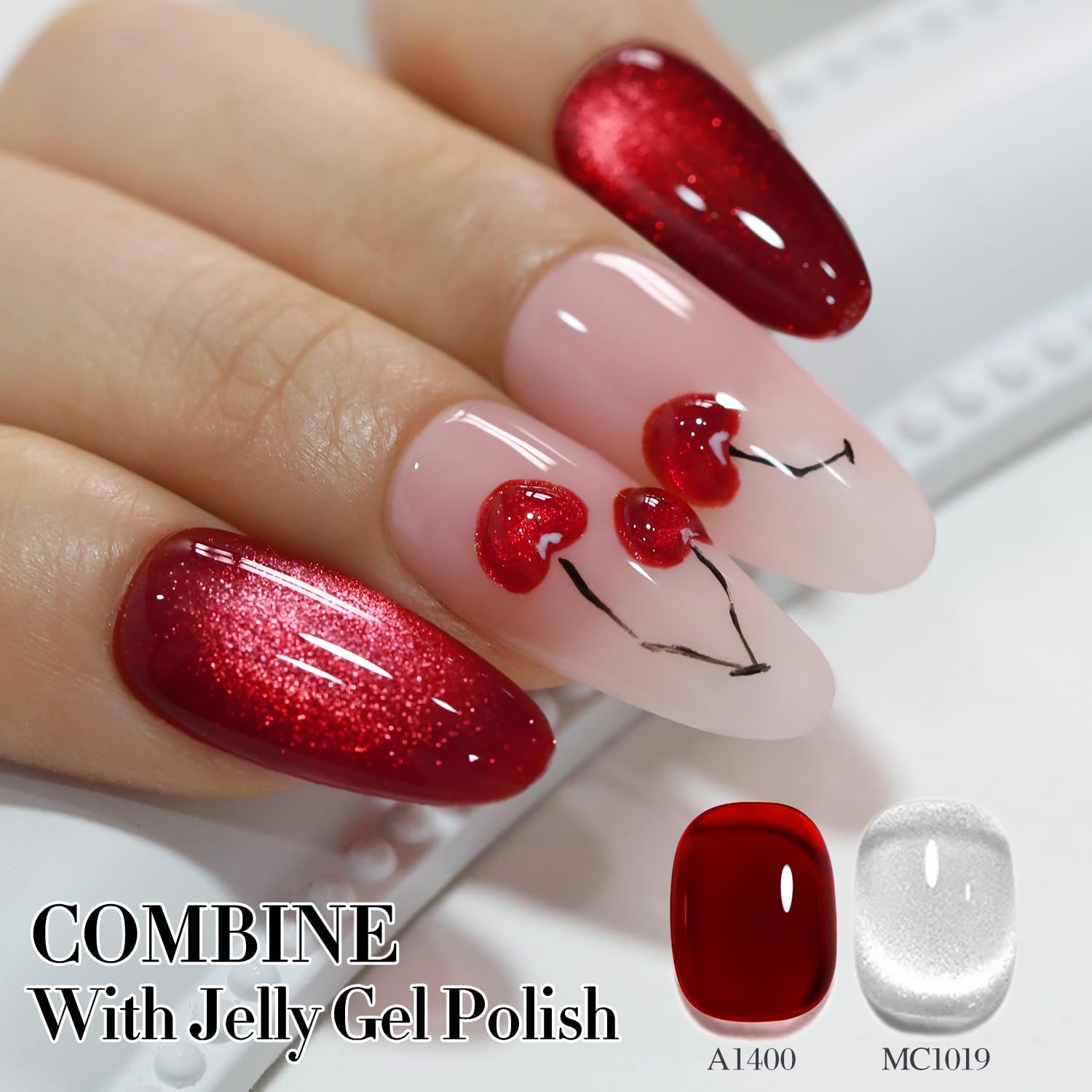 Double Rhythm 0.5 OZ Magnetic Cat Eye Gel Polish 15ML Silver Holographic Glitter - Image 3