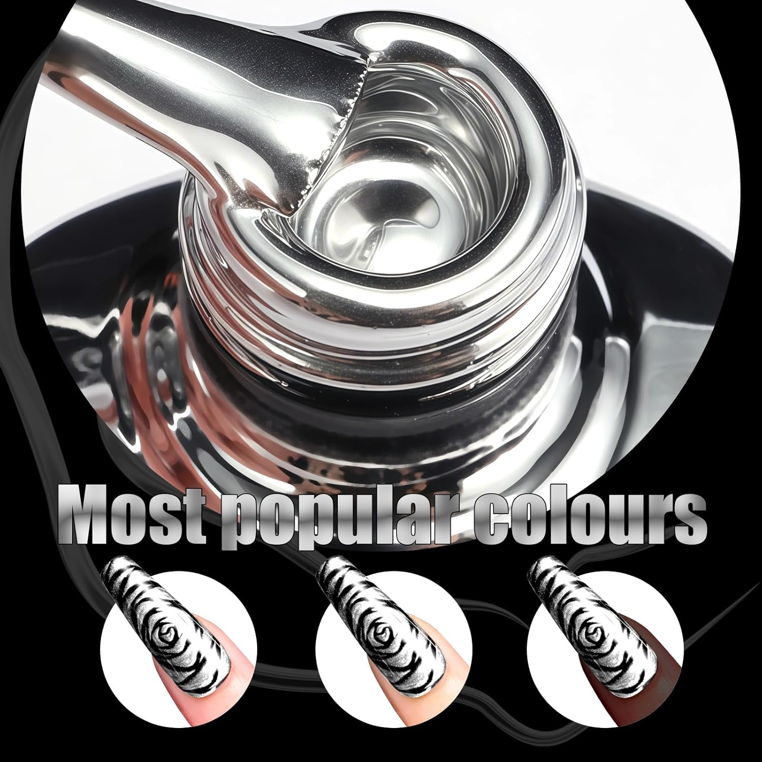 Metallic Super Shiny Mirror Silver Gel Nail Polish 5ml Long-Lasting High Gloss - Image 2