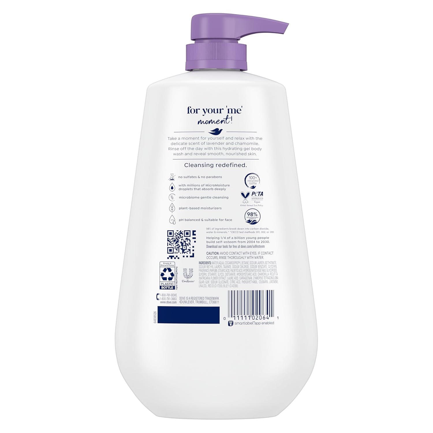 Dove Relaxing Lavender Oil Chamomile Body Wash with Pump, 30.6 oz, 3 Pack - Image 2