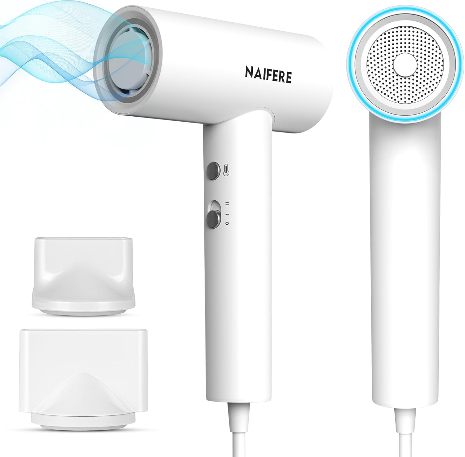 110000 RPM High-Speed Negative Ionic Hair Dryer, 1300W Low Noise Thermo-Control Blow Dryer, Adjustable 4 Temps & 2 Speeds, Portable Hair Dryer for Fast Drying, Home Travel
