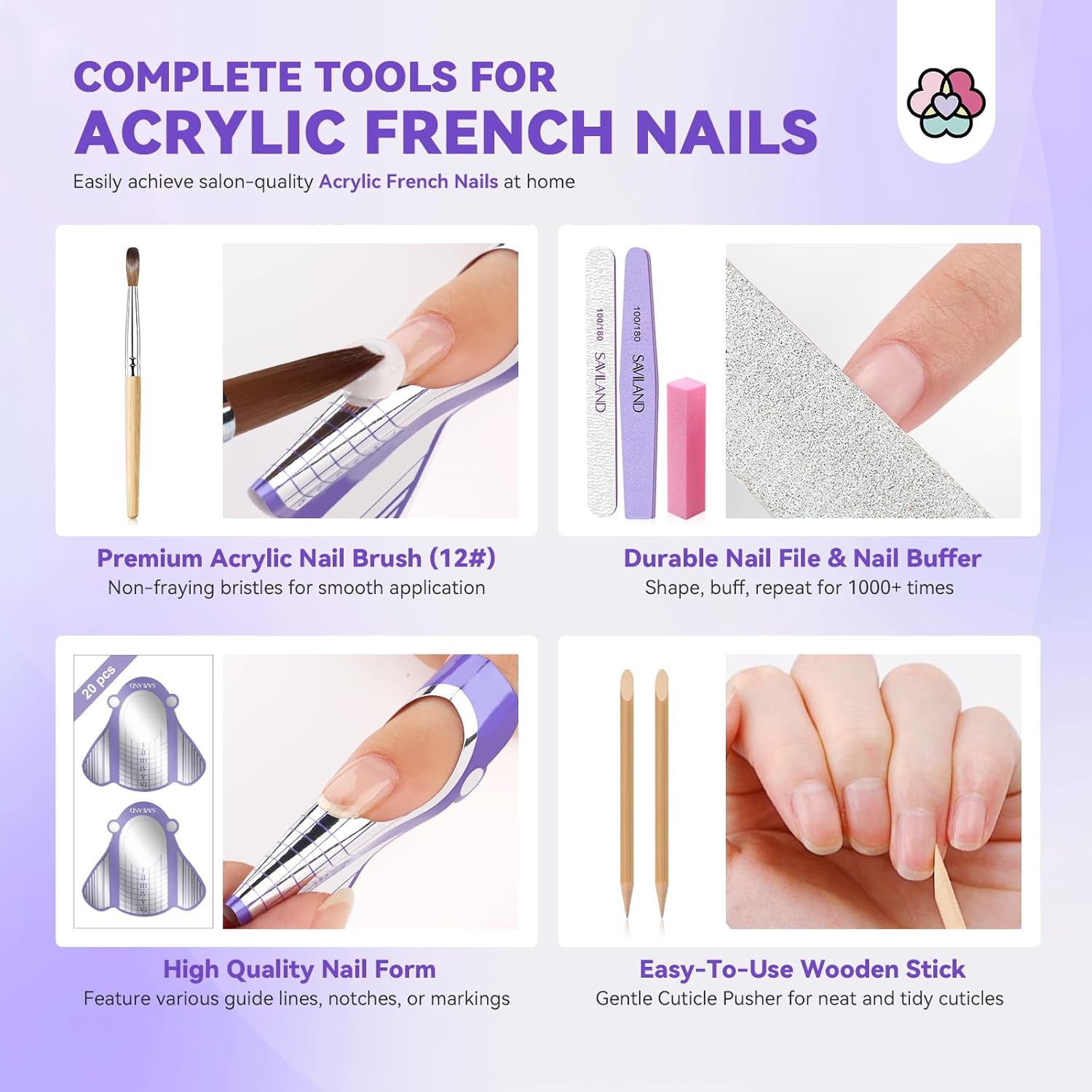 SAVILAND Acrylic Nail Kit for Beginners with Keratin Powder, Nail Primer, Glue, and Tools - Image 6
