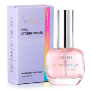 Gellen Nail Strengthener, 4-in-1 Nail Repair Serum & Growth & Hardener for Thin Damaged Nails, Protein Keratin Calcium Ridge Filler Stronger Nails Care Treatment, Air Dry Clear Finish Sakura Scent