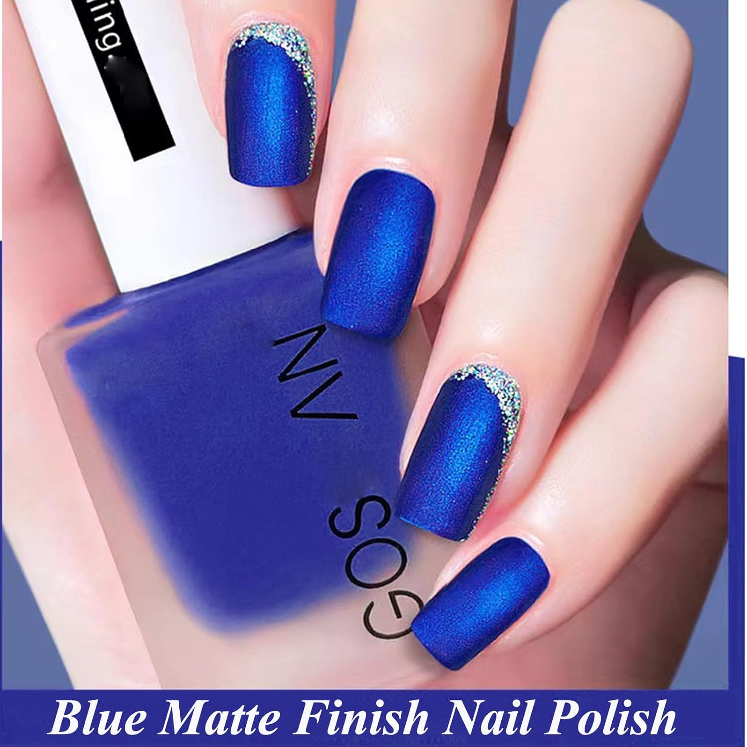Navy Blue Matte 15ml Instant Dry Nail Polish for Quick Gel Color Application - Image 2