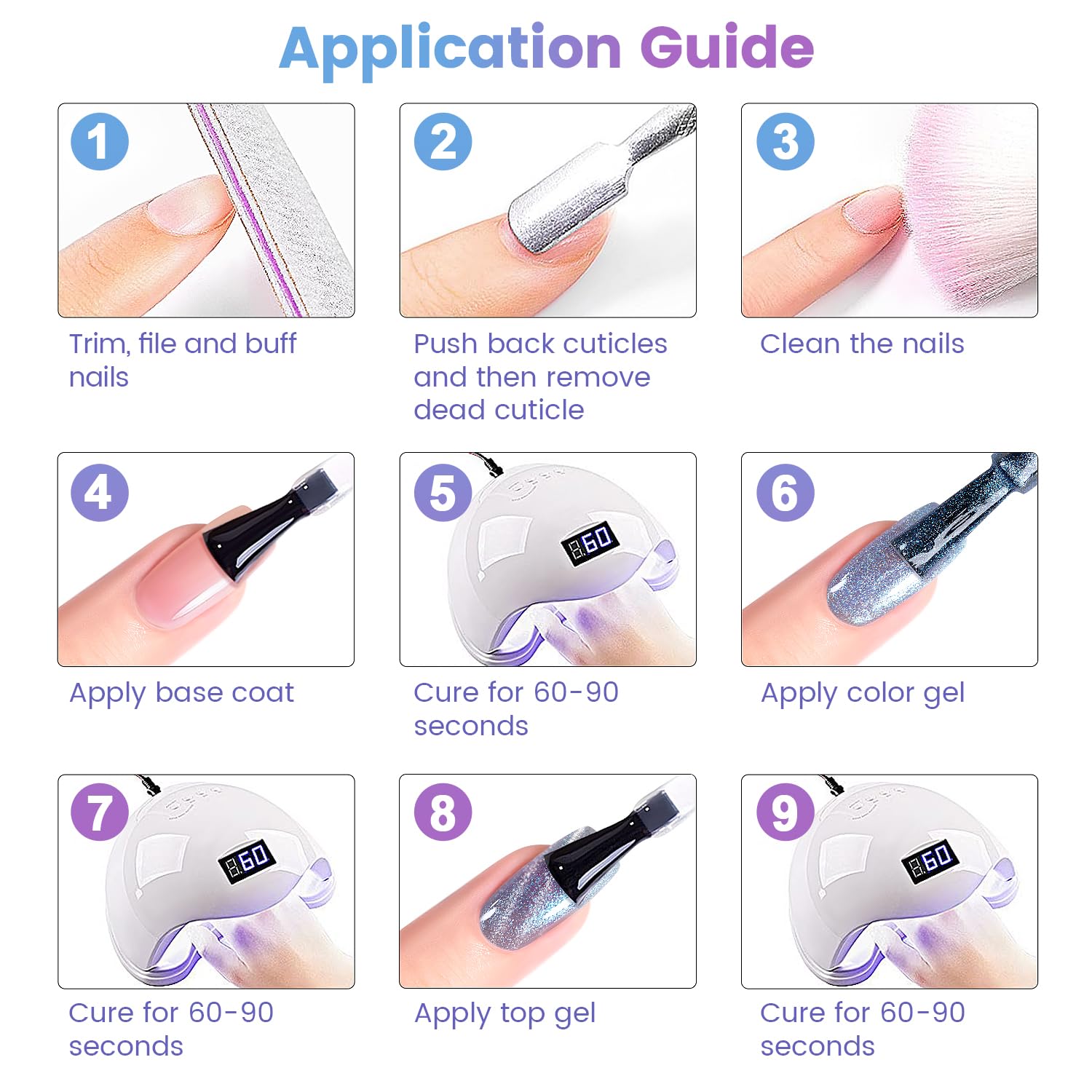 RARJSM 6-Color Aurora Mermaid Cat Eye Gel Polish Kit with Magnetic Stick - Image 9