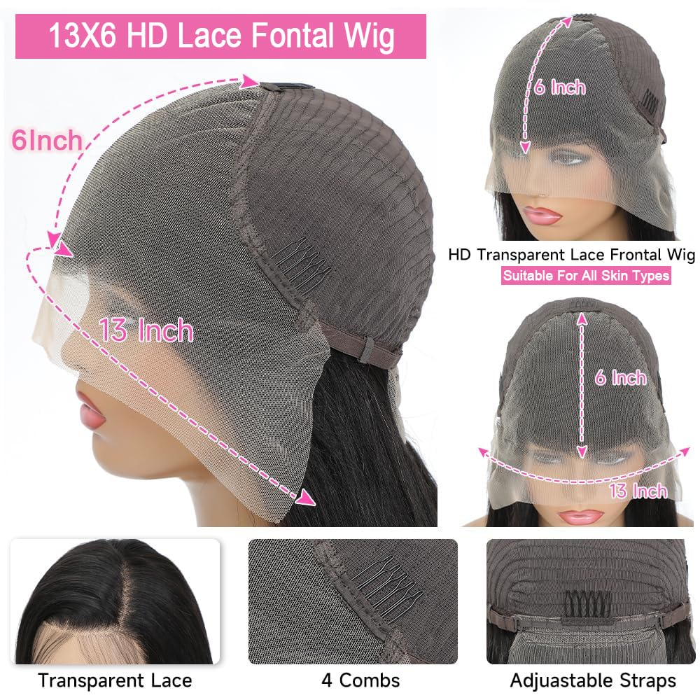 28 Inch 13x6 Body Wave Human Hair Lace Front Wig 180% Density Pre Plucked - Image 8