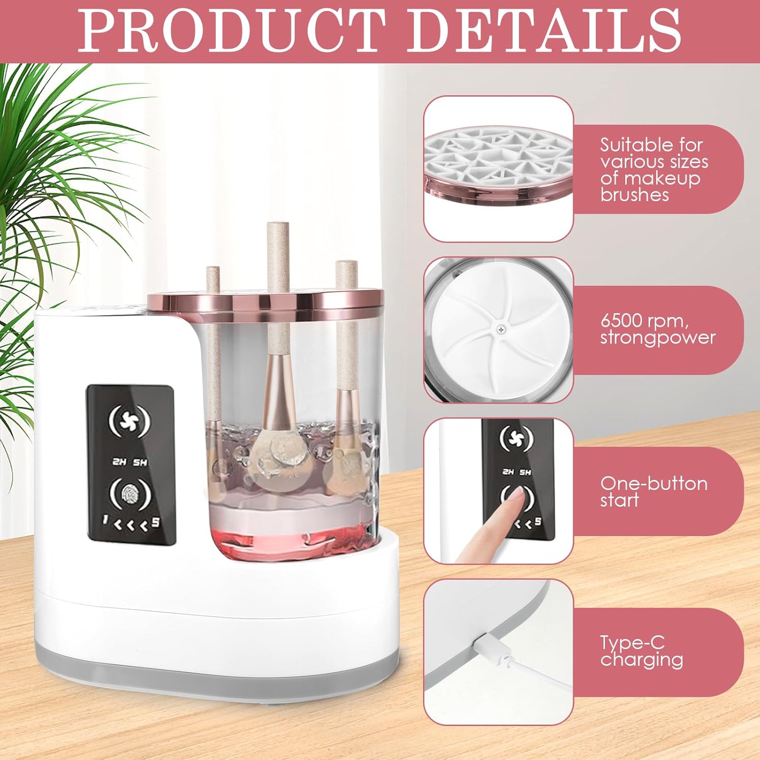 3-in-1 Electric Makeup Brush Cleaner Dryer USB Holder for Home or Travel - Image 4