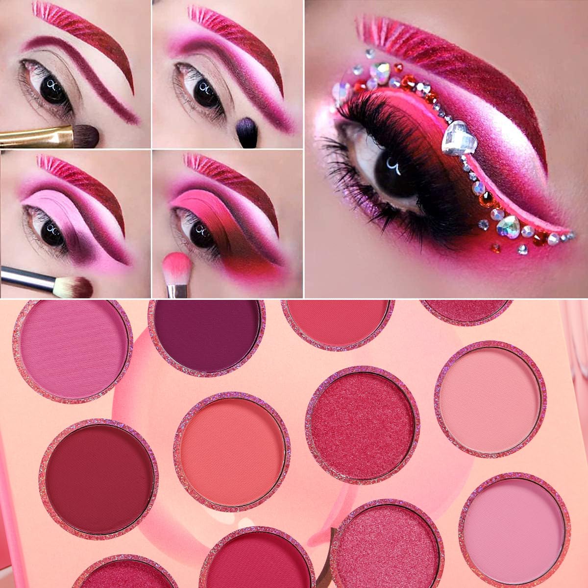 DE'LANCI Pink Purple 12 Color High Pigment Matte Shimmer Eyeshadow Palette Compact Size - Image 3