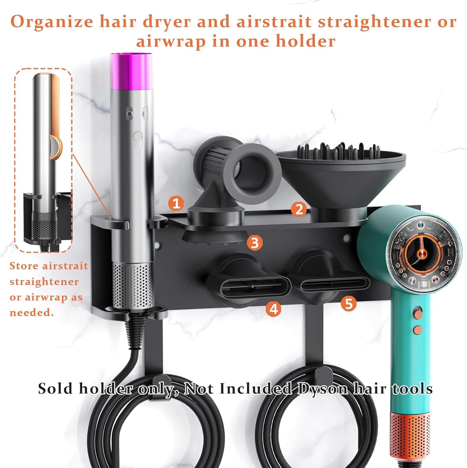 Dyson Supersonic HD16 Airwrap Wall Mount Hair Dryer Holder Metal Organizer Stand - Image 3