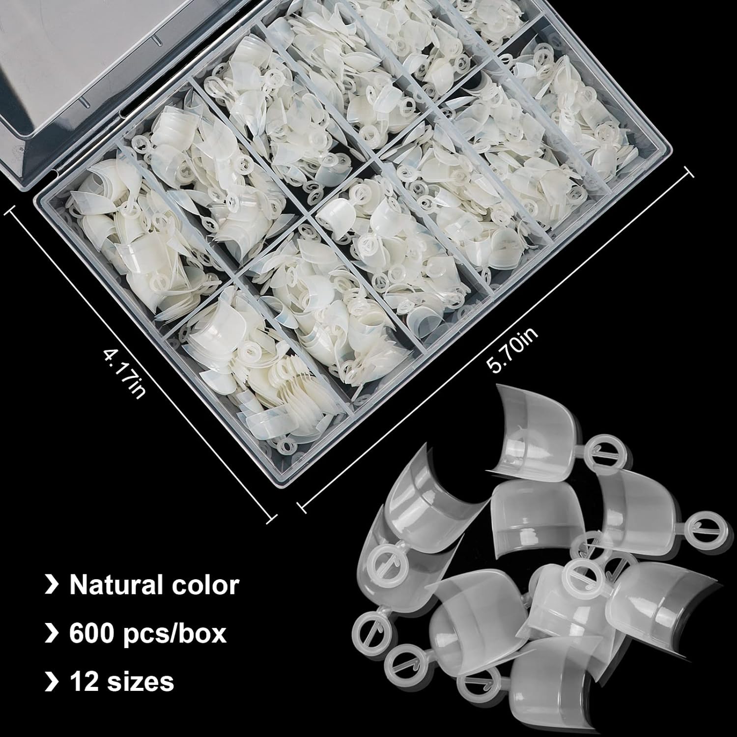 Ranrose 600pcs Short Oval Half Cover Nail Tips for DIY Salon, 12 Sizes Included - Image 3