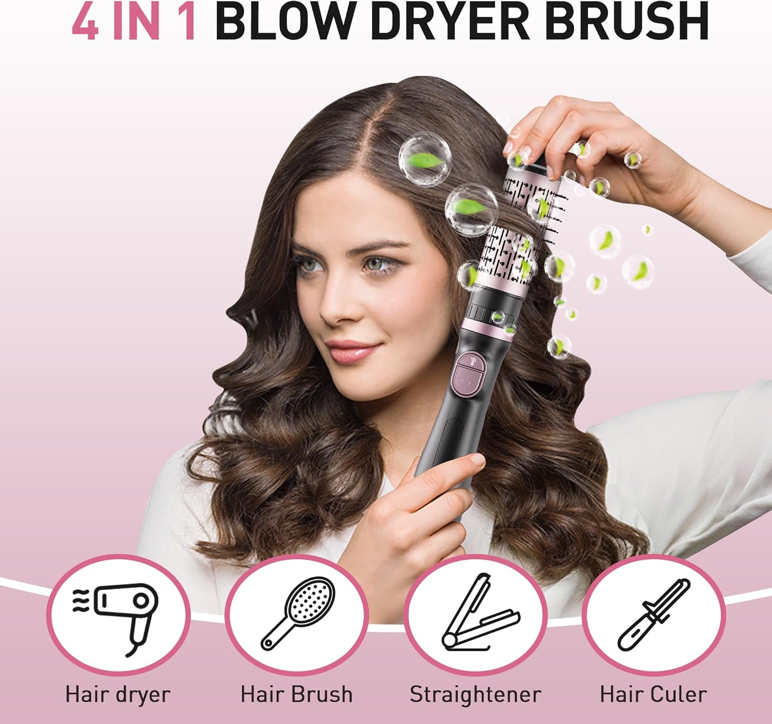 3-in-1 Rotating Blow Dryer Brush with Ceramic Coating, 3 Heat Settings for Long Hair - Image 3