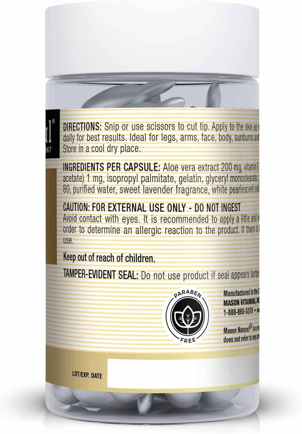 Mason Natural Aloe Vera Vitamin E Body Cream 60 Caps Conditioning Formula - Image 2