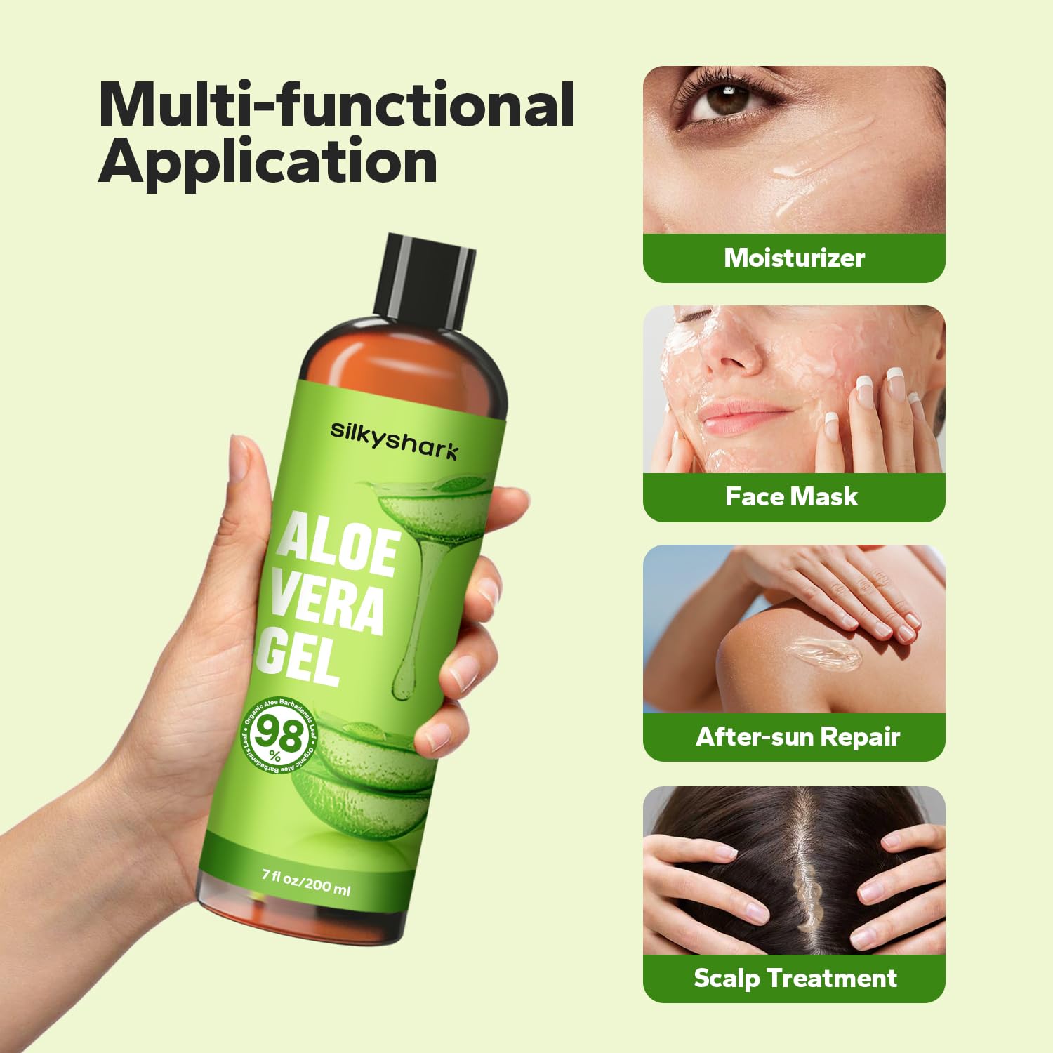 Organic Aloe Vera Gel 7 Fl Oz Soothing Moisturizer for Face, Body, Hair and Sunburn Relief - Image 5