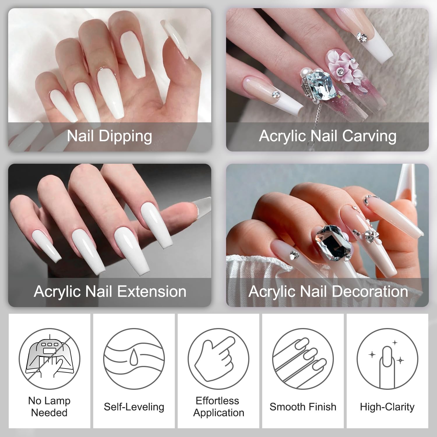 4.23oz White Acrylic Dip Powder Refill for Professional French Manicure and Nail Art - Image 4