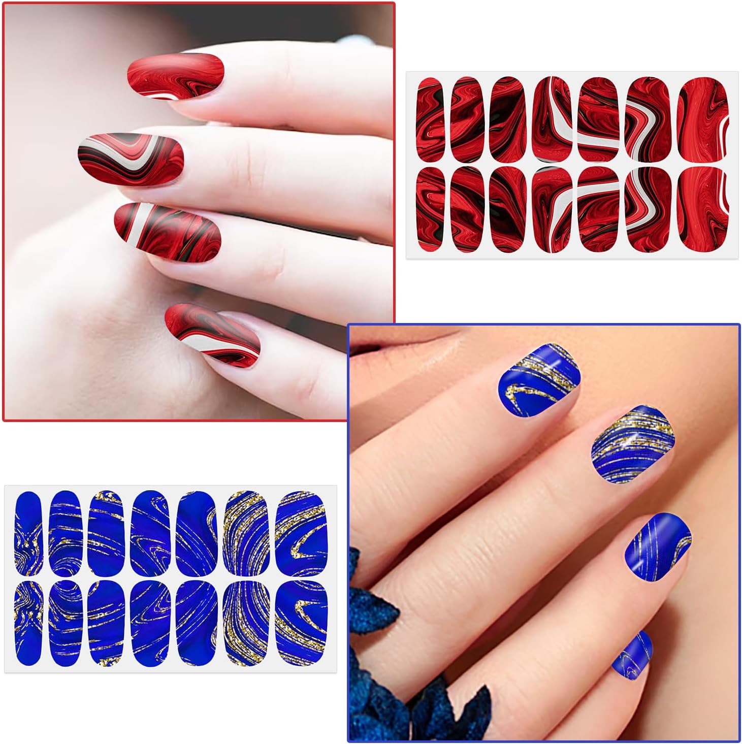 WOKOTO 16 Sheets Marble Design Nail Art Stickers for Women and Girls - Image 3