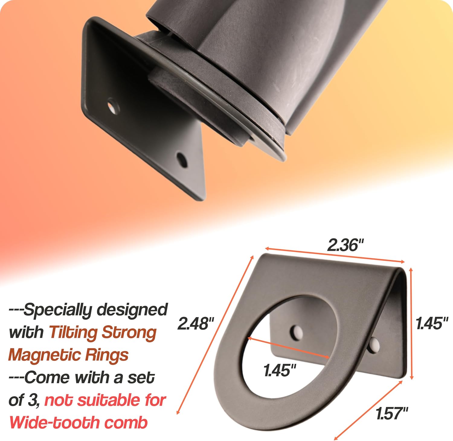 Dyson Hair Dryer Holder Gray Aluminum Self-Adhesive Stand with 3 Attachment Storage - Image 4