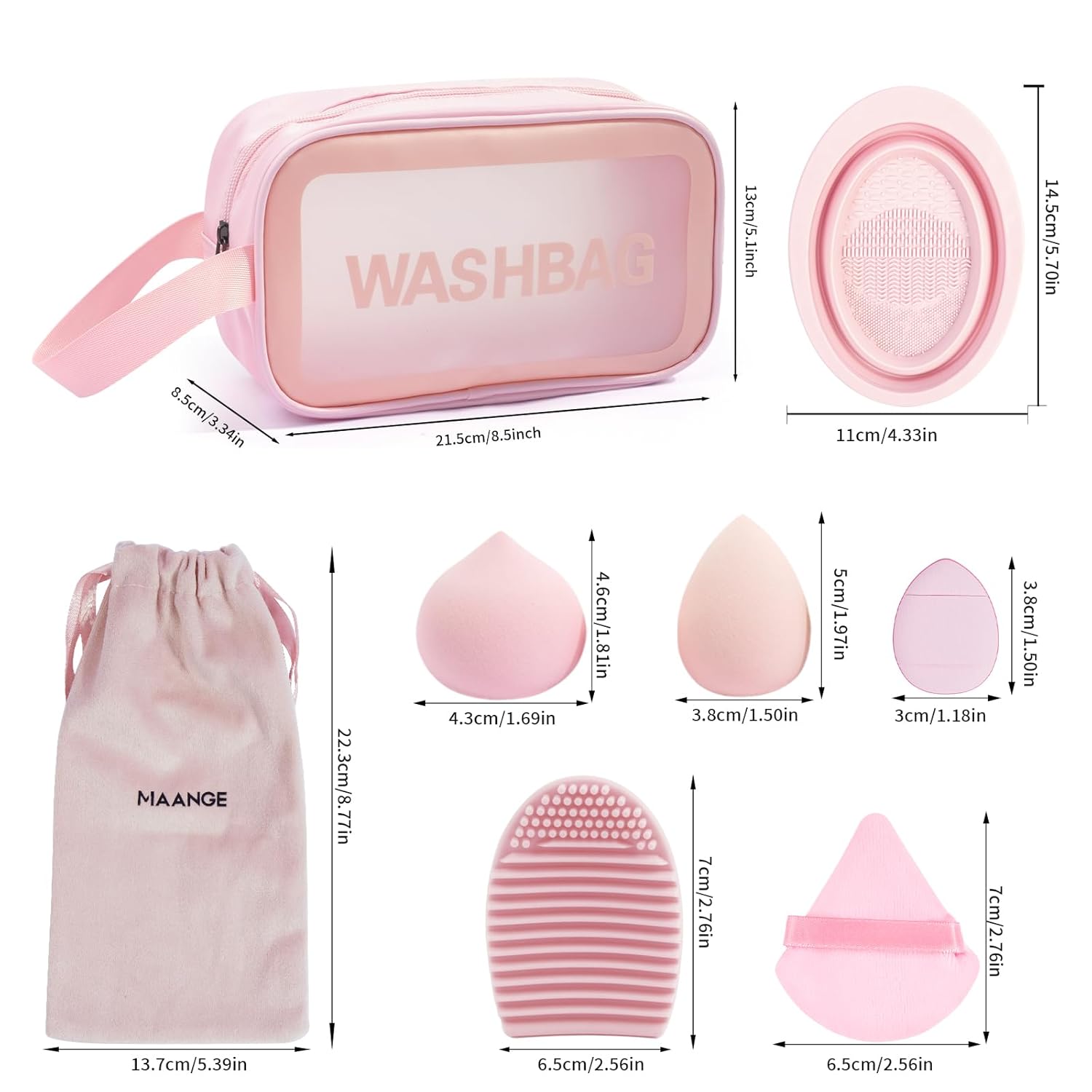 MAANGE 41 Piece Premium Synthetic Makeup Brush Set for Contour, Blush, Eyeshadow in Pink - Image 4
