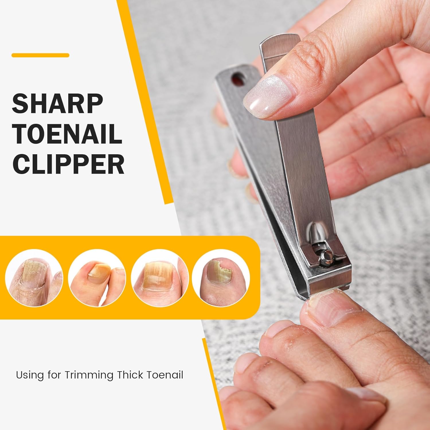 BEZOX Heavy Duty Stainless Steel Straight Blade Thick Toenail Clippers - Silver - Image 4