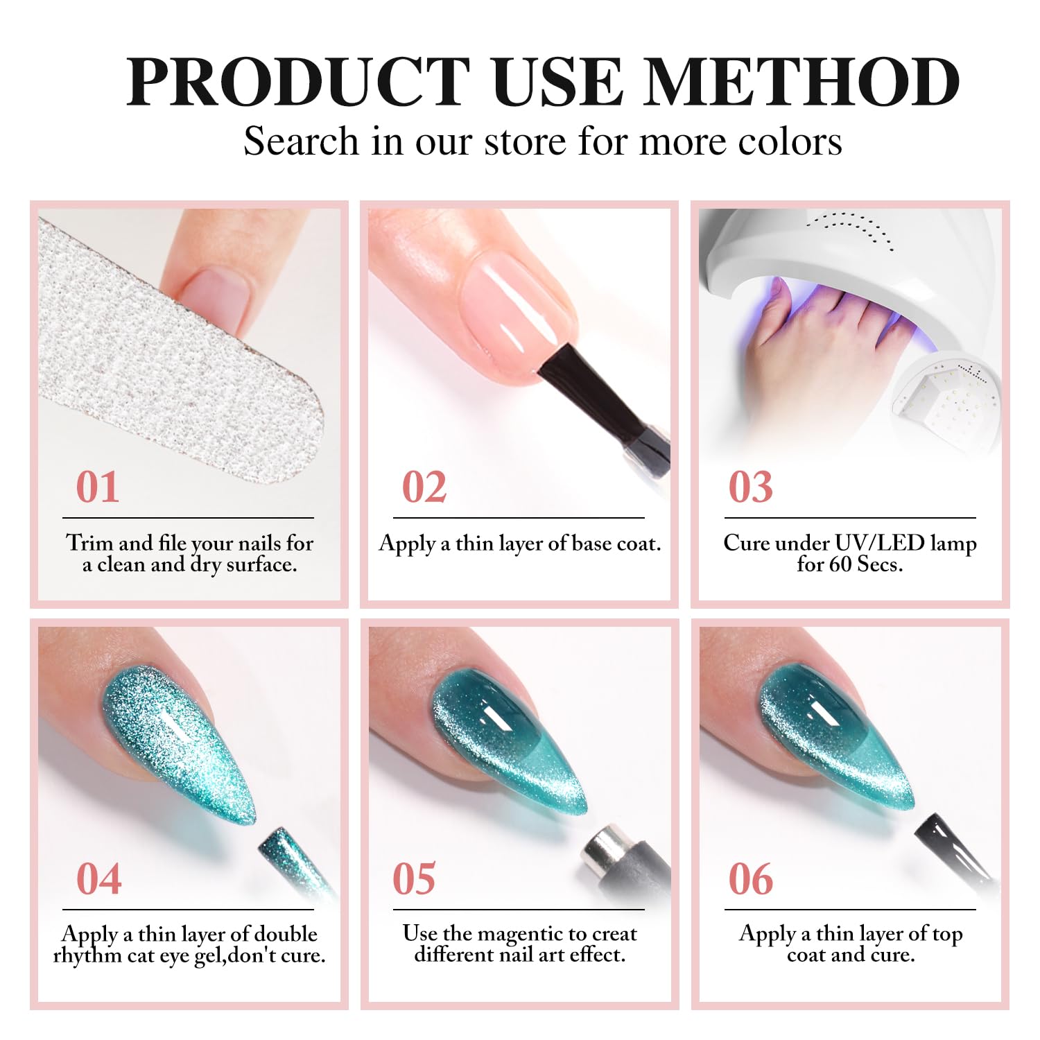15ML Double Rhythm Cat Eye Gel Polish with Magnet, Holographic Glitter for DIY Nails - Image 9
