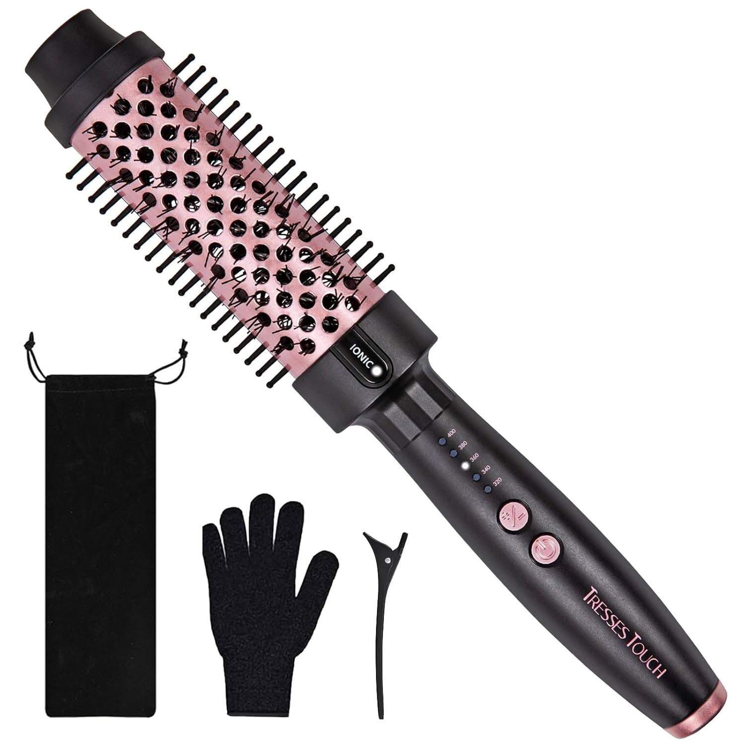 Thermal Brush Hair Curling Brush, 30s Fast Heated Round Brushes 1.5" for Long Lasting Look, Negative Ion Tech, 5 Temp Settings, Less Damage, Universal Voltage, Easy to Use, Gifts for Women, Rose Gold