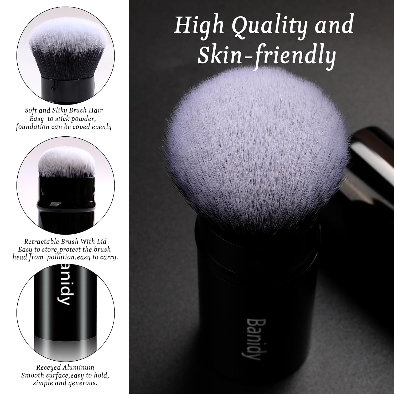 Retractable Kabuki Makeup Brush for Foundation, Powder, Blush, Bronzer, Cruelty-Free, 13-Word Count - Image 4