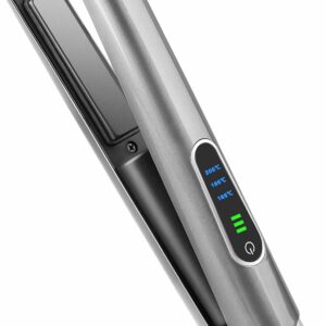 Cordless Hair Straightener and Curler, 2 in 1 Portable Mini Flat Iron & Curling, Fast Heating & Titanium Plate Straightener Curling Iron with 3 Adjustable Temp, LCD Temp Display