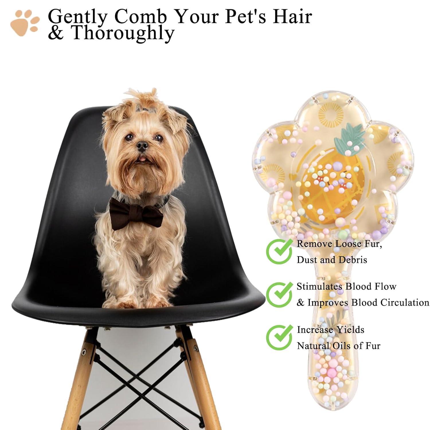 Blue Pineapple Soft Dog Brush for Small Yorkies Shih Tzus Maltipoos Gentle Grooming - Image 3