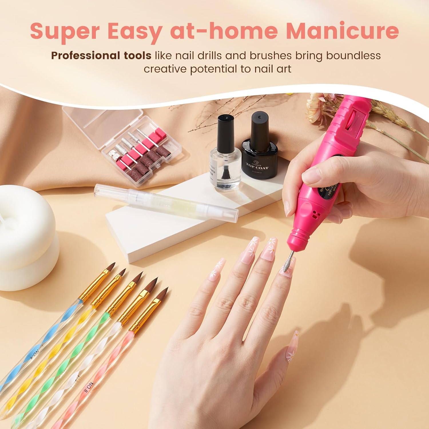 Beginner Acrylic Nail Kit with UV Lamp, 1oz Liquid, Electric Drill, and Practice Hand - Image 5