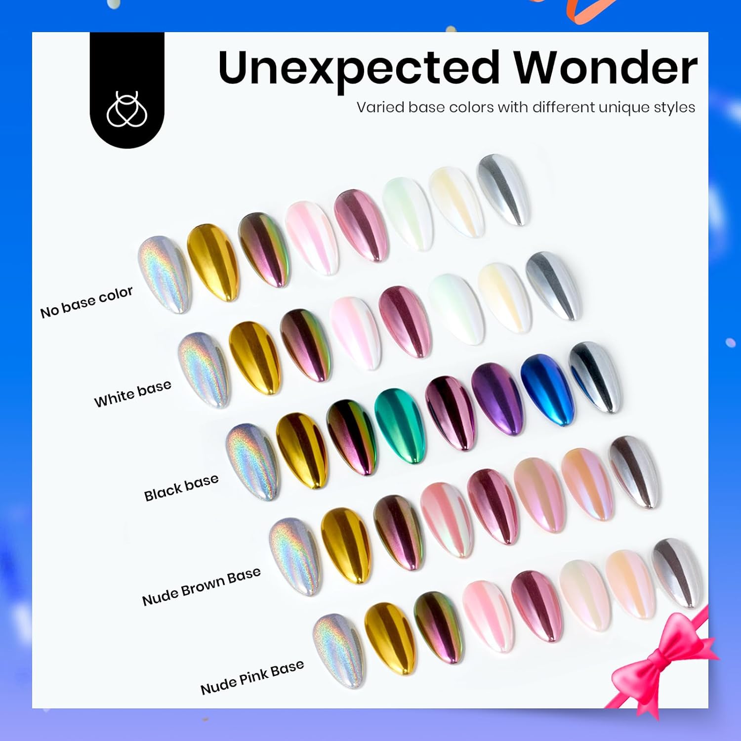 Beetles Metallic Chrome Nail Powder Kit with Black and White Gel Polish - 10g Capacity - Image 3