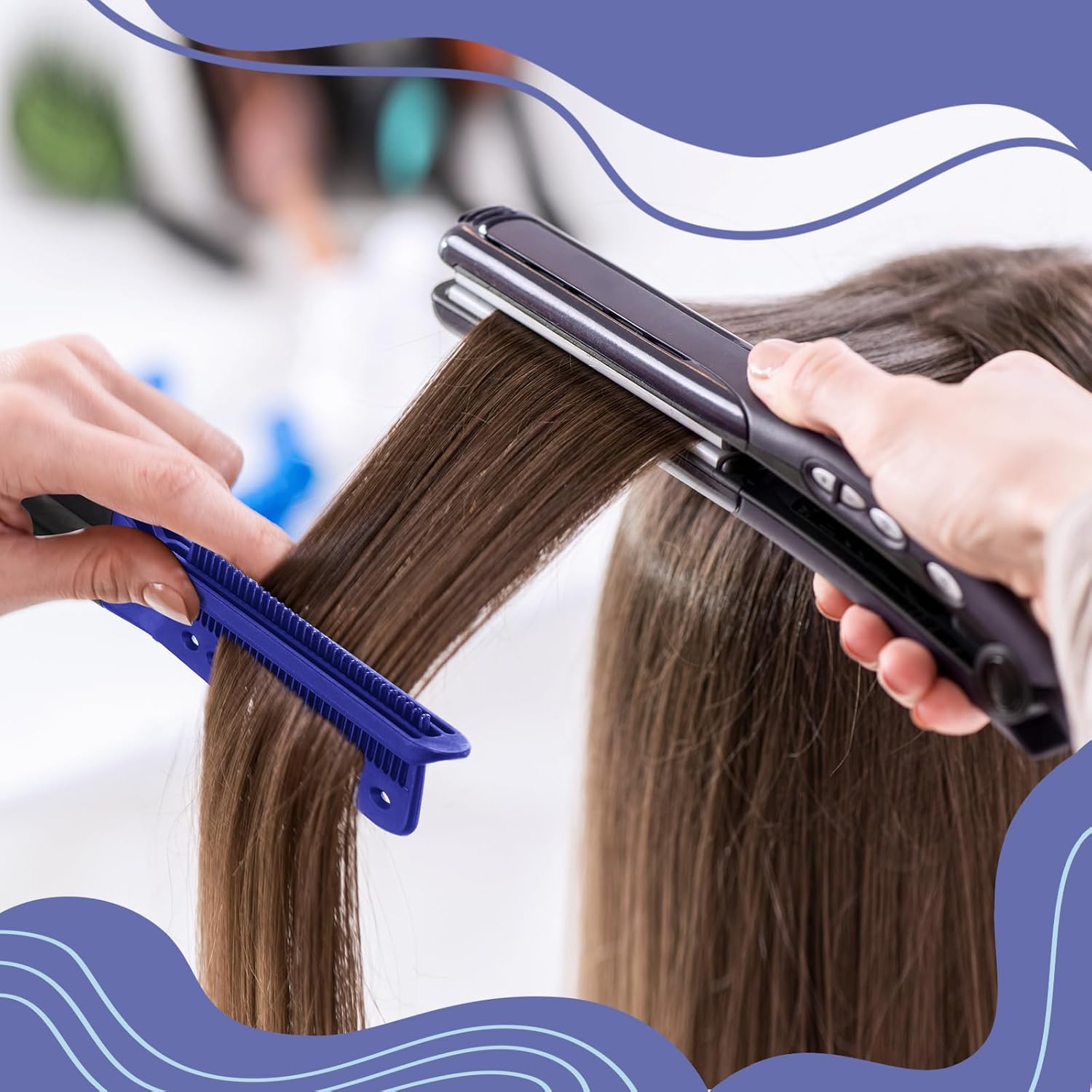 CHENGU 2-Piece Hair Straightening Comb Set, Boar Bristle, Double-Sided, Blue and Black - Image 5