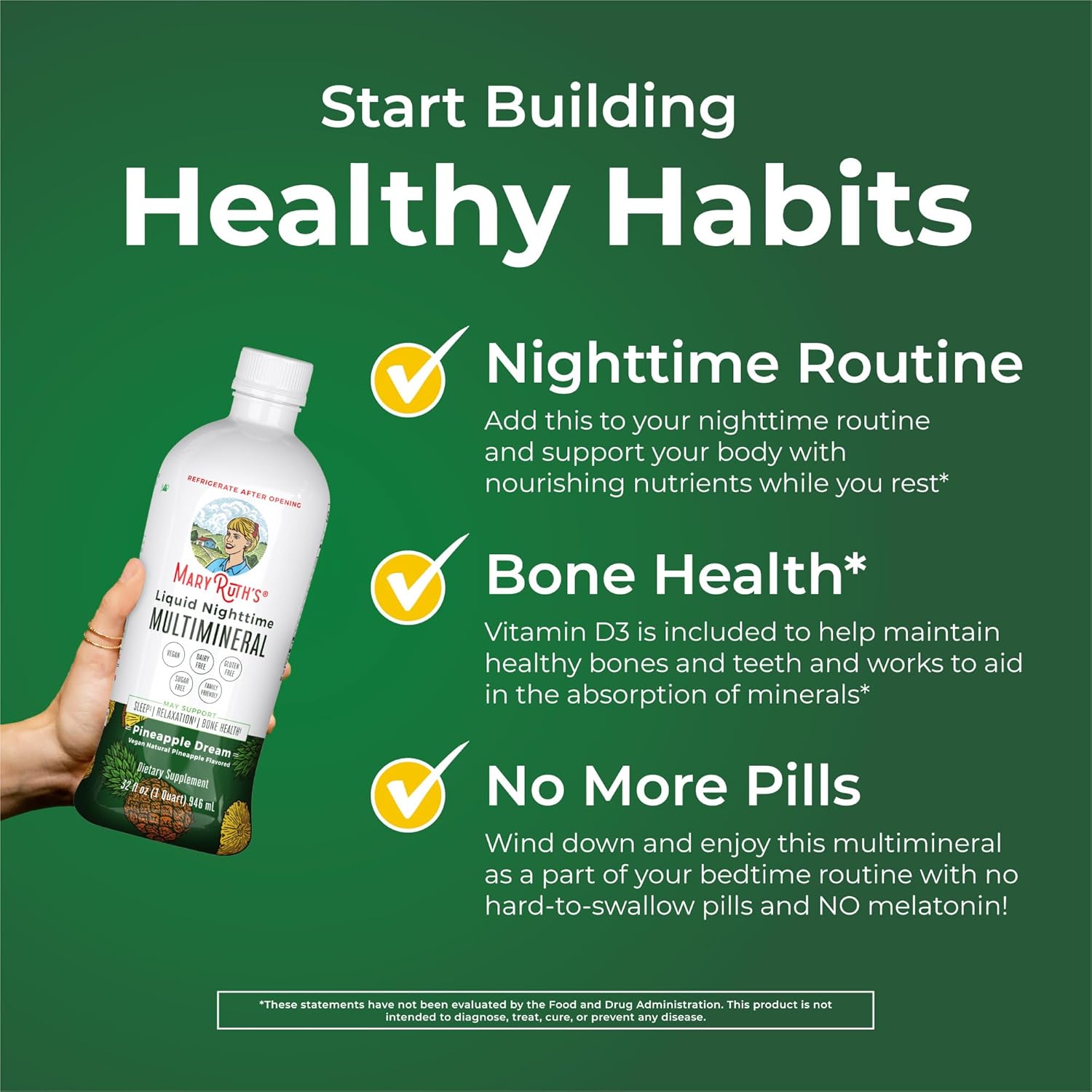 MaryRuth Organics Vegan Liquid Nighttime Multimineral 32 Oz Sugar Free Gluten Free - Image 5