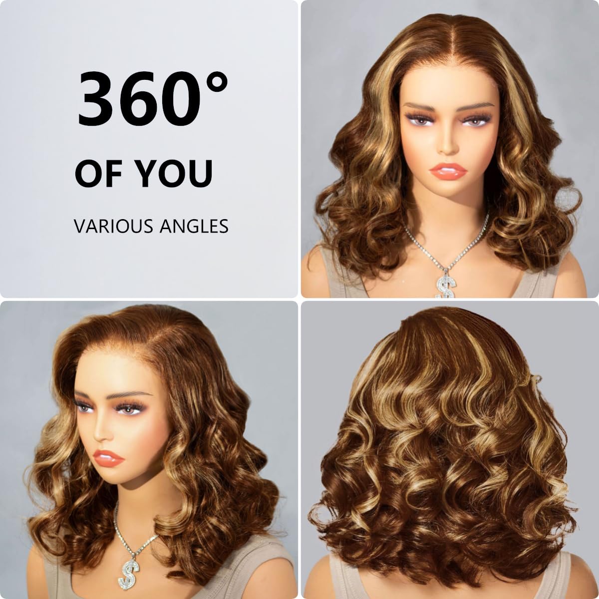 Honey Blonde Ombre 12 Inch Glueless HD Lace Bob Wig 180% Density - Image 3
