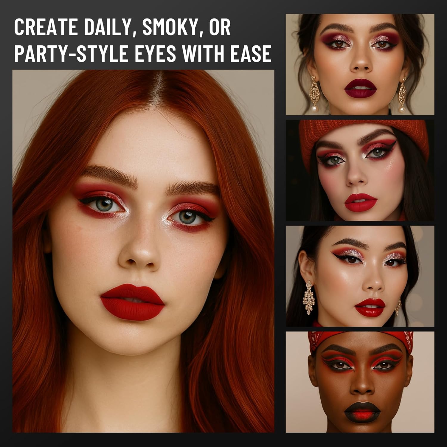 Red Eyeshadow Palette 6 Highly Pigmented Matte Shimmer Colors Travel Size - Image 5