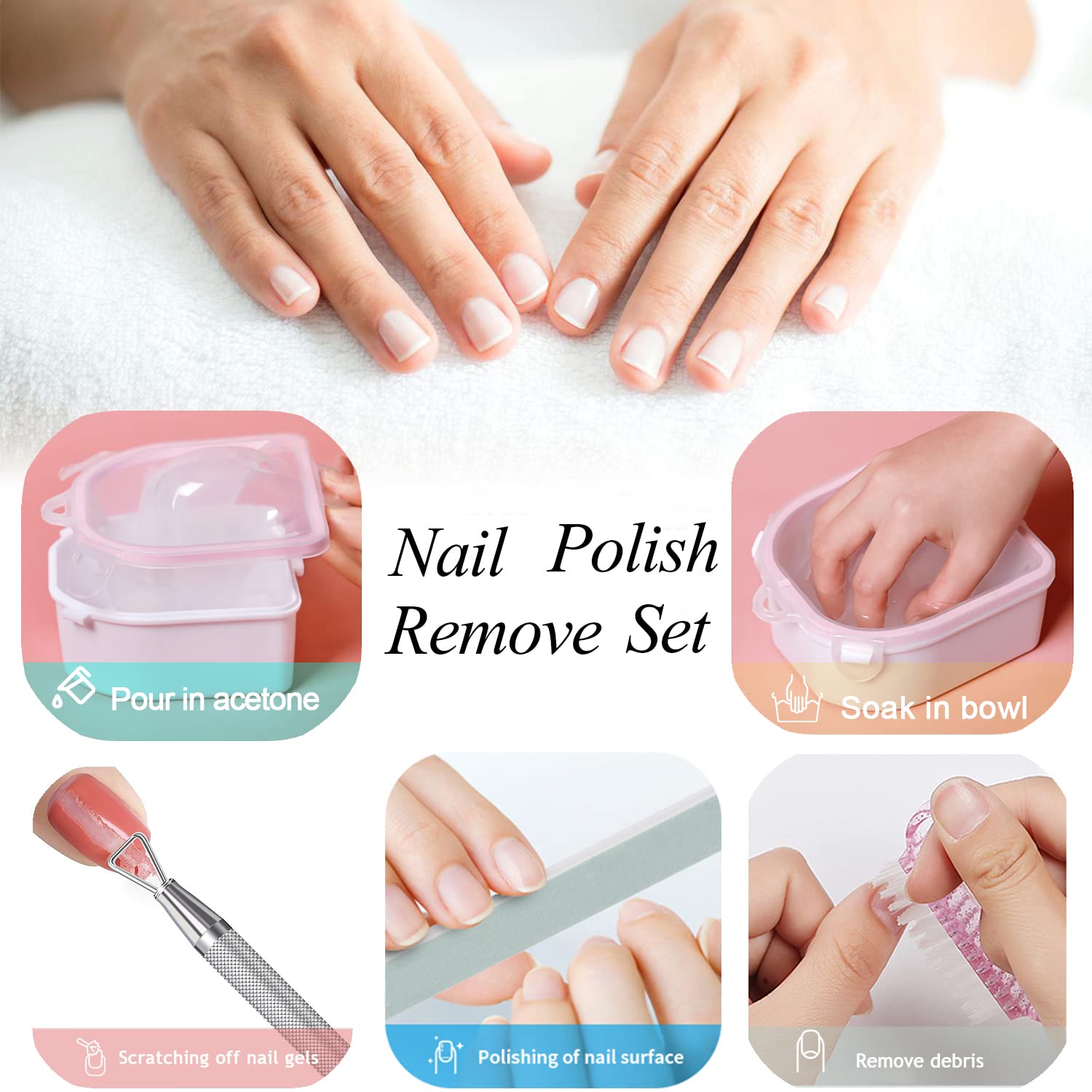 Nail Soaking Bowl Set with Gel Polish Remover, Manicure Tools, and Nail File Included - Image 4