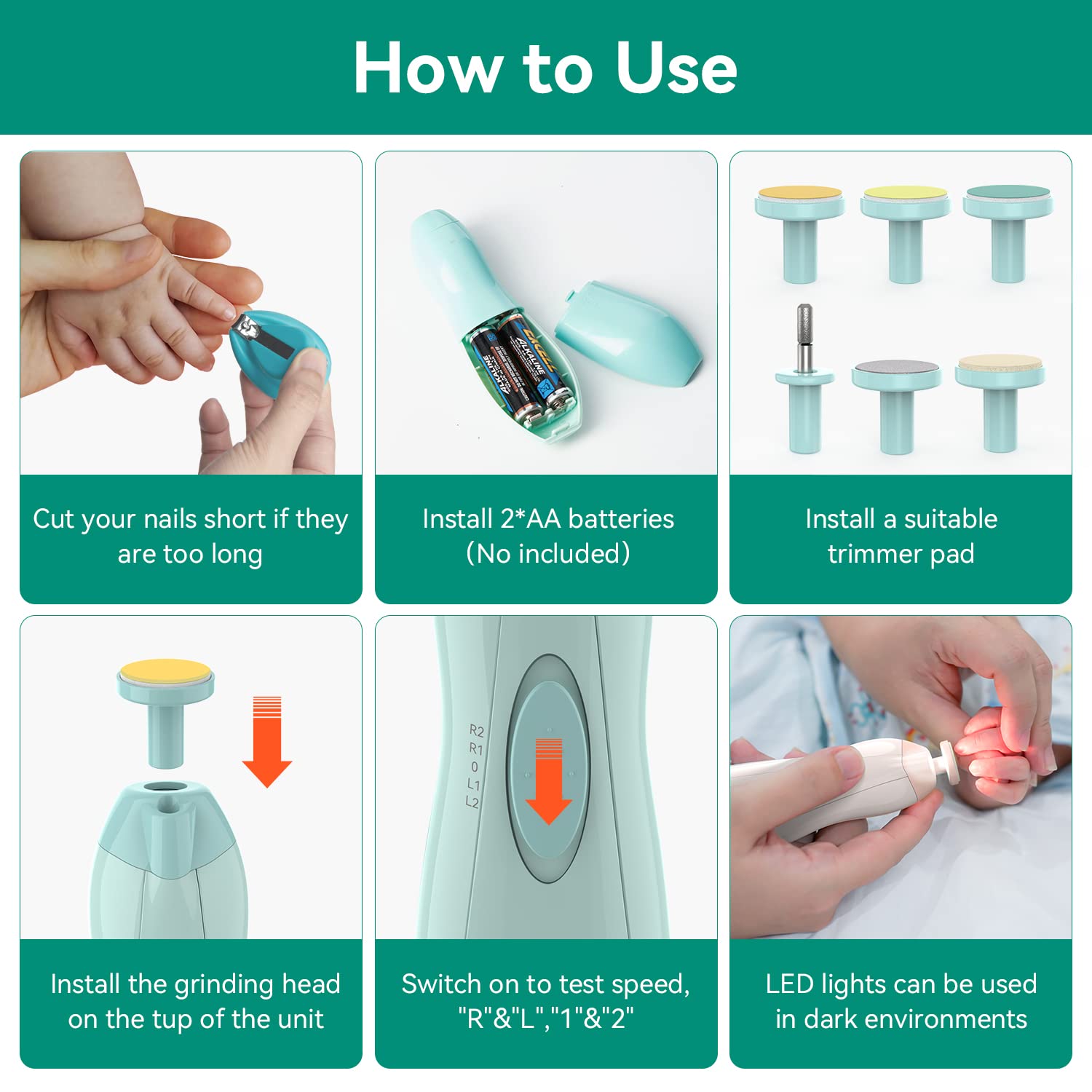 24-Piece Baby Healthcare and Grooming Kit with Electric Nail Trimmer, Clippers, and Brush - Image 3