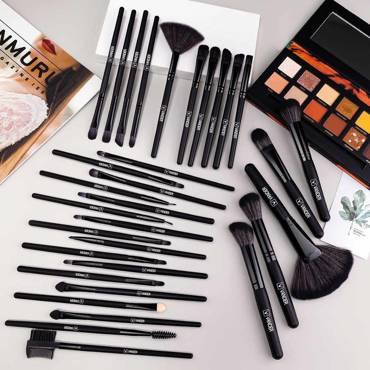Vander 32-Piece Premium Synthetic Makeup Brush Set for Women and Girls, Black - Image 3