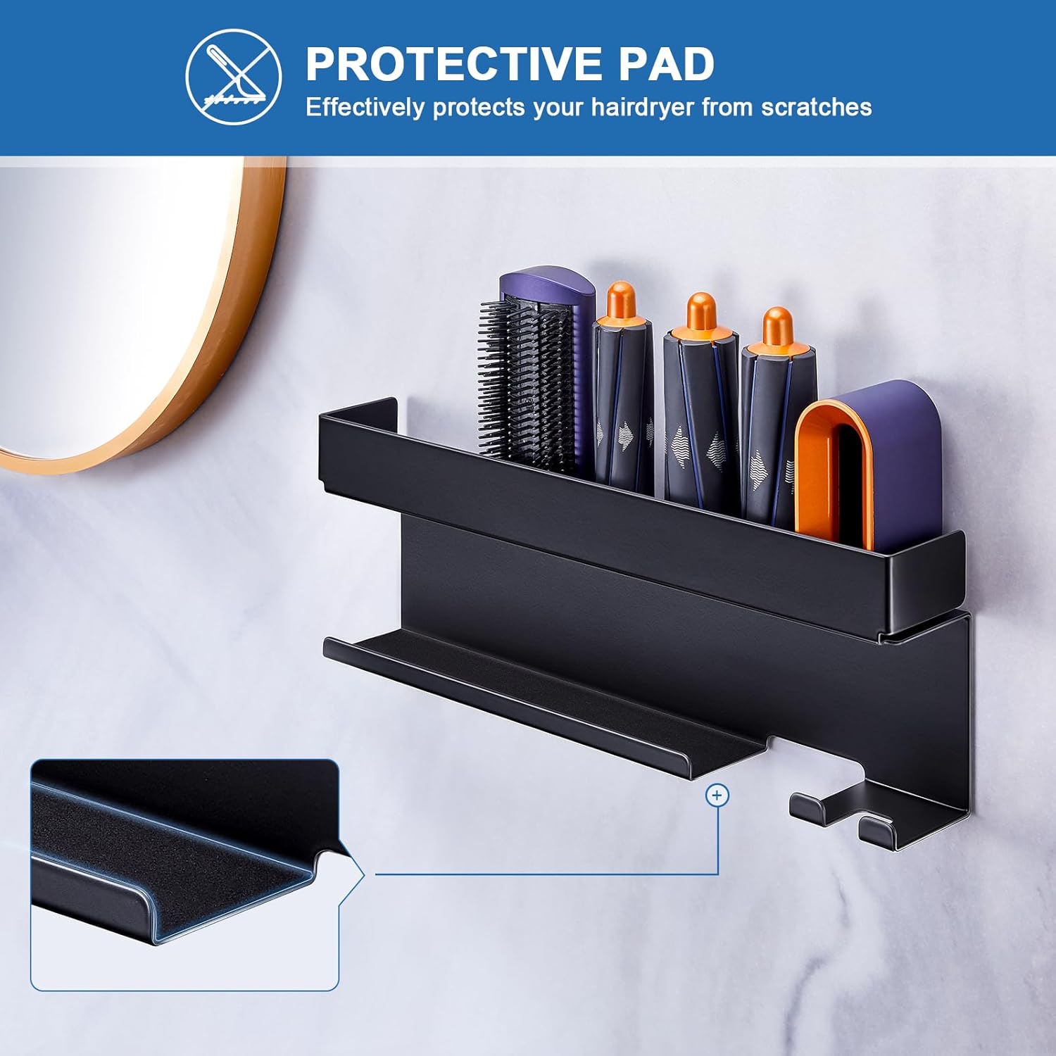 Black Wall Mount Organizer for 7-in-1 Styler Attachments & Blow Dryer - Image 6