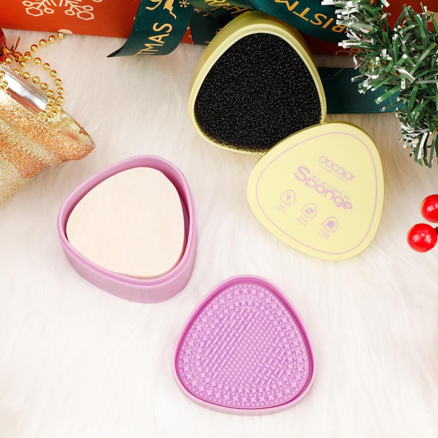Docolor Vegan Makeup Brush Cleaner Set with Solid Soap Sponge and Mat - Image 7