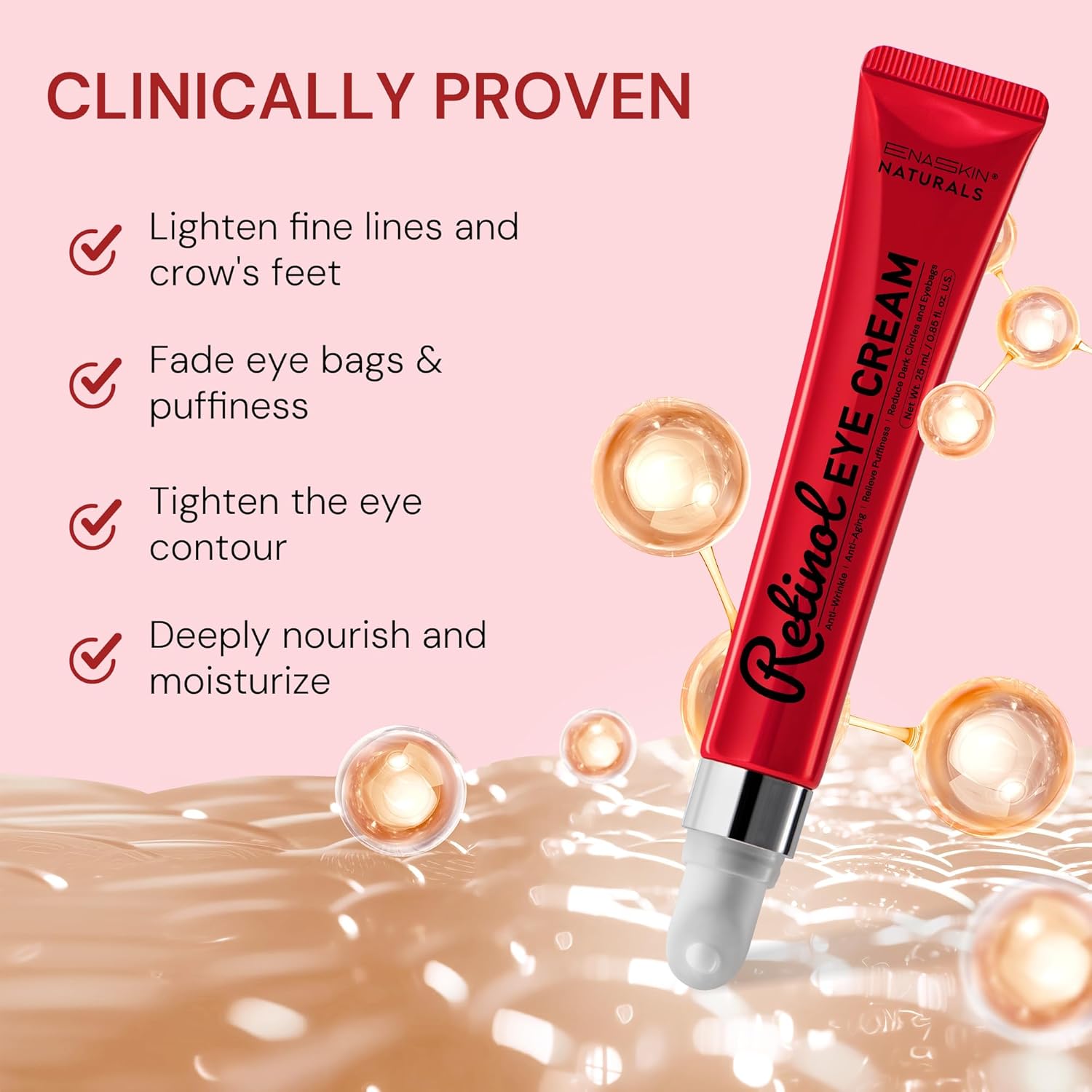 Retinol Polypeptide Anti-Aging Eye Cream for Wrinkle and Dark Circle Reduction 0.85 Fl Oz - Image 3