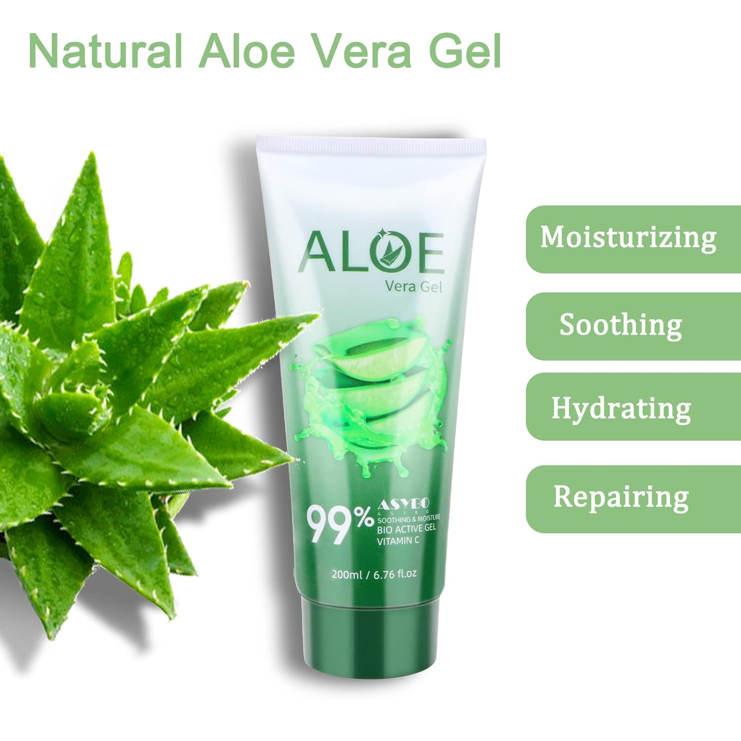 200ml 99% Organic Pure Aloe Vera Gel for Face and Body Sunburn Relief - Image 3