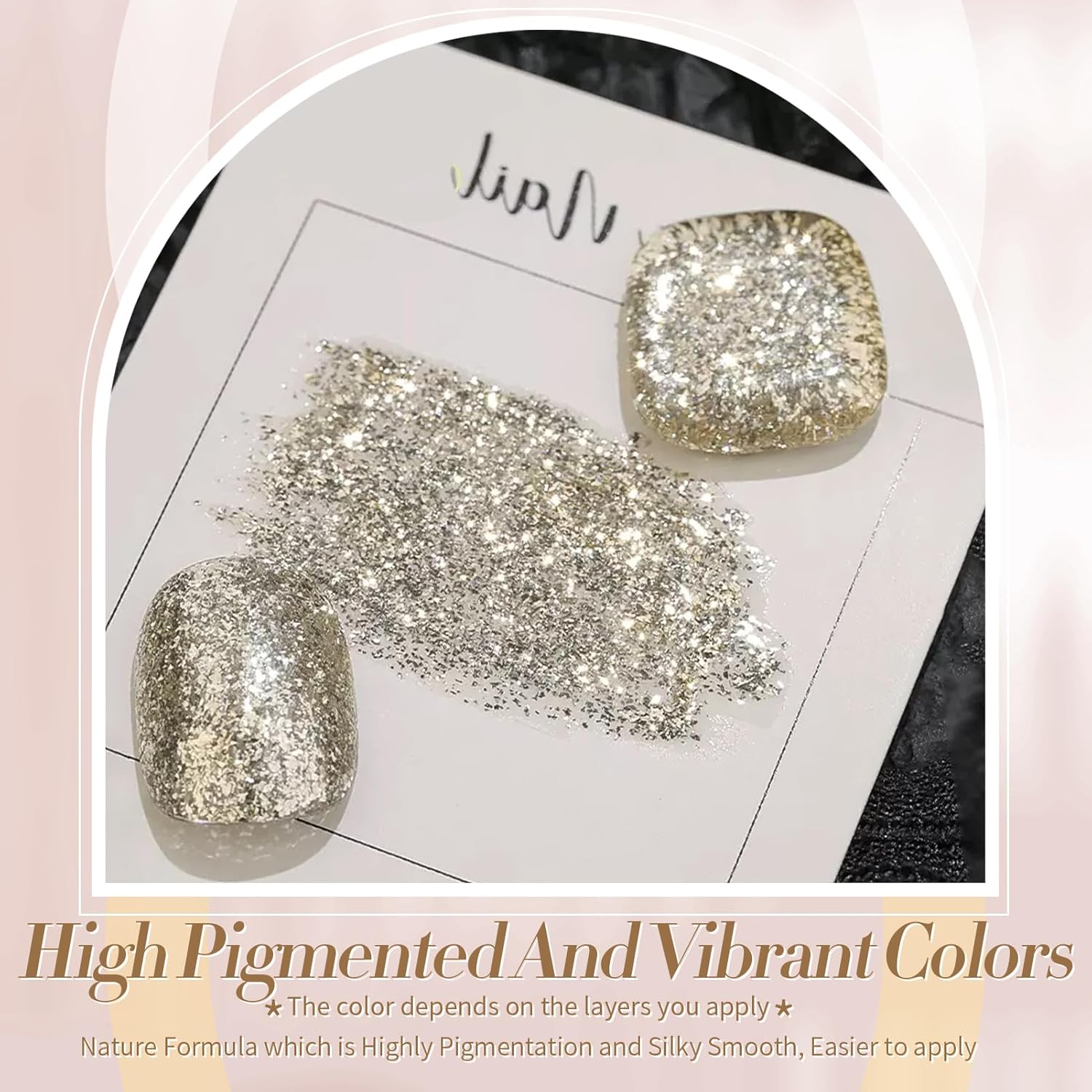 Born Pretty 15ML Champagne Platinum Glitter Gel Nail Polish Sparkly Shine - Image 2