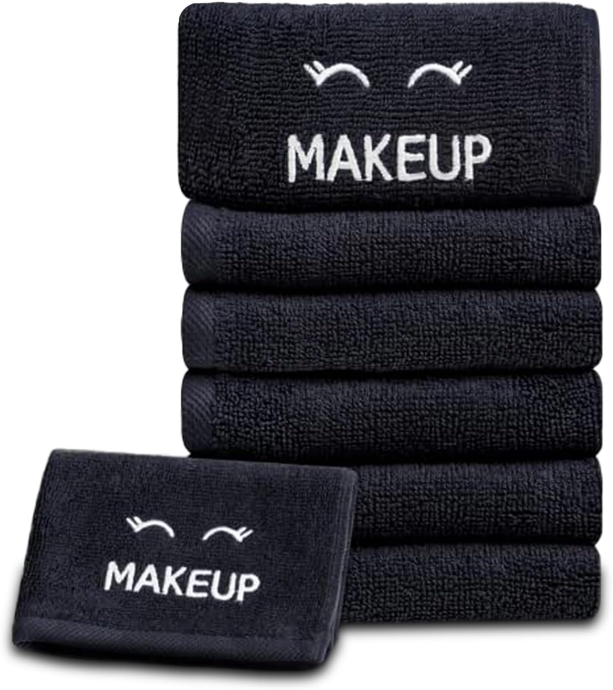 White Classic Bleach Safe Black Makeup Washcloths, 12 Pack, Soft Cotton, 13 x 13 Inches - Image 7