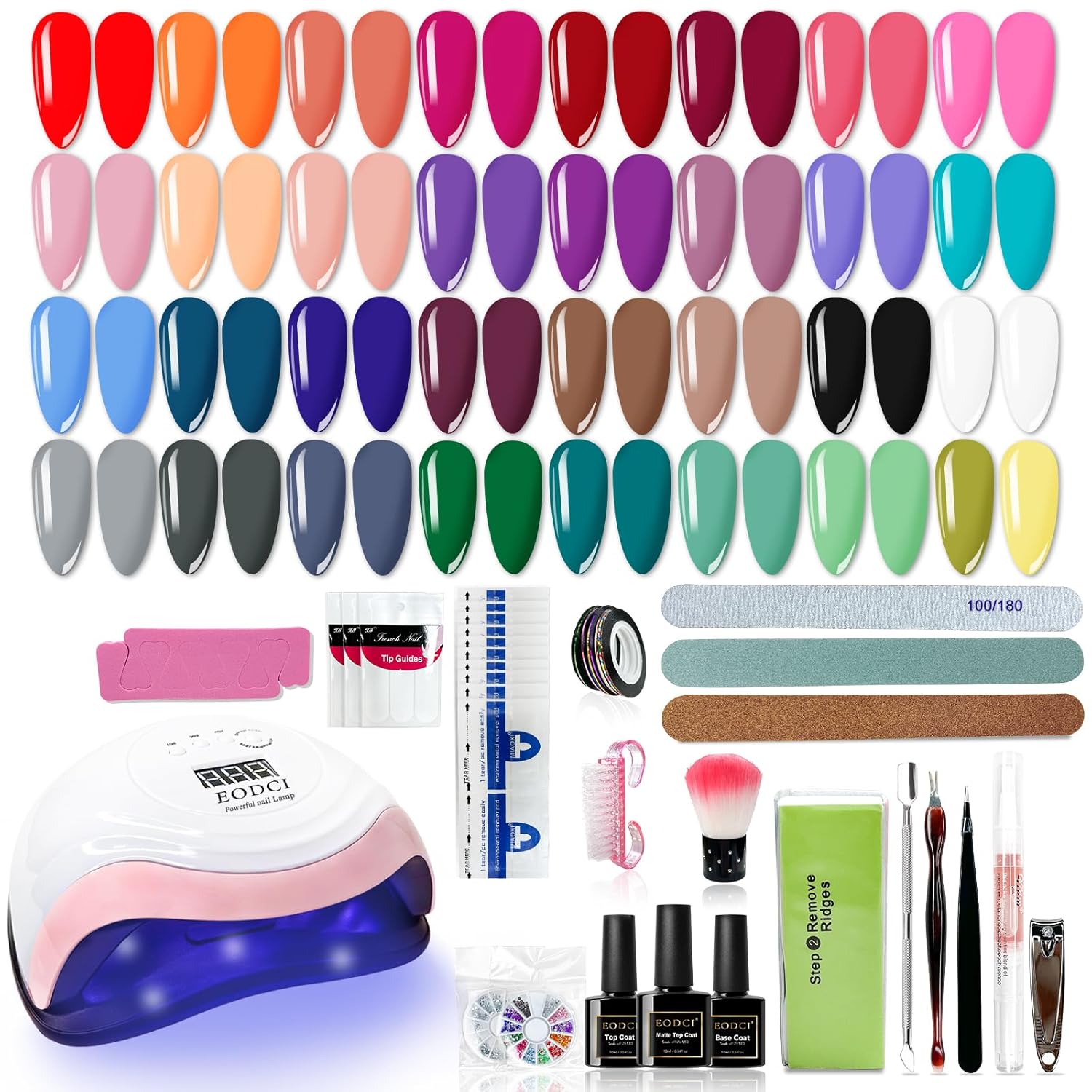 33 Colors Gel Nail Polish Kit With UV Light, 76 Pcs Nail Pink Nude Green Blue Gel Nail Polish Set 168W Nail Lamp, No Wipe Base Top Coat & Manicure Tools Starter Kit DIY Home Salon Gifts