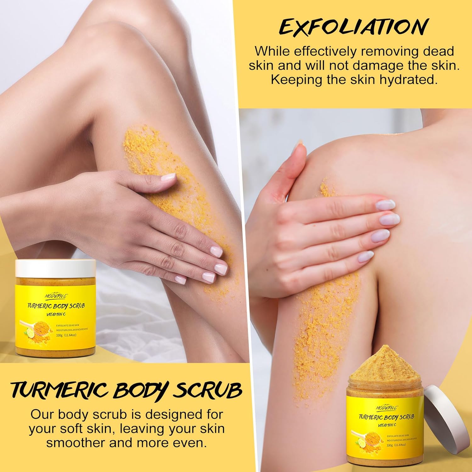 POP MODERN.C Turmeric Vitamin C 12 oz Body Scrub for Exfoliating Dark Spots - Image 2