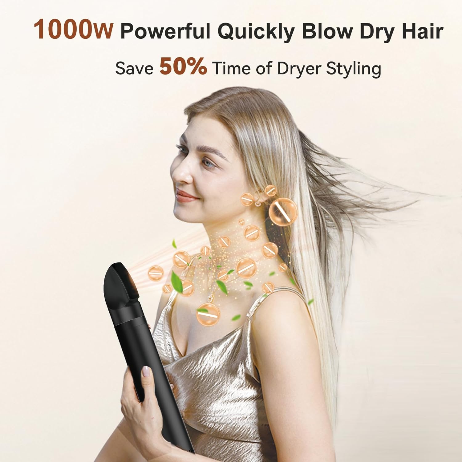 3-in-1 Rotating Hair Dryer Brush Kit with Detachable 2 Inch & 1.5 Inch Brushes and 3 Heat Settings - Image 4